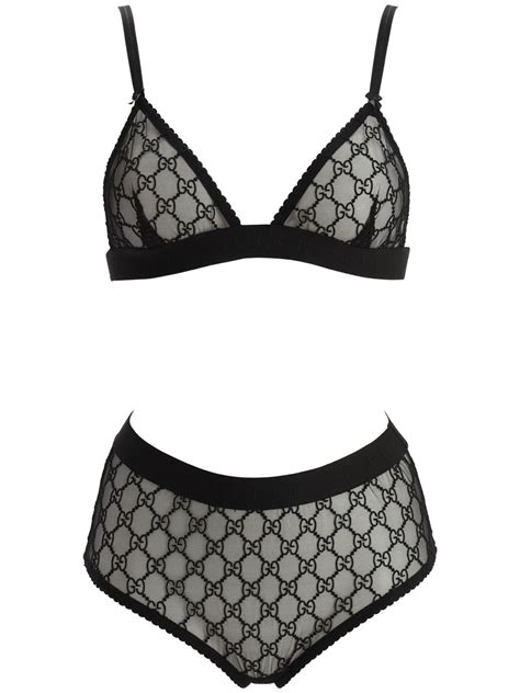 gucci sheer bra|Black GG Tulle Lingerie Set .